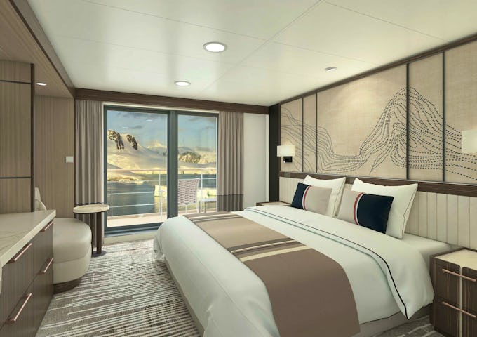 An artistic rendering of a cabin on the Magellan Discoverer