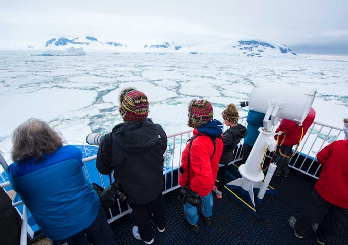 People on deck, Ocean Nova, Antarctic Vessel