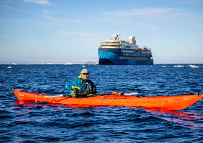 Kayaking from the Ocean Victory, Antarctic vessel, Antarctica