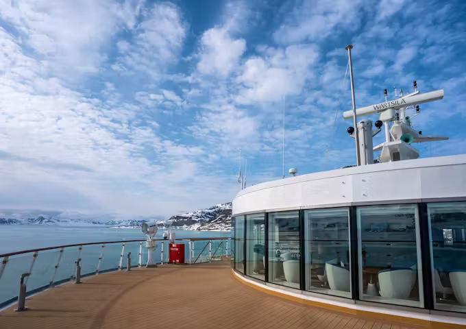 The observation deck on Ocean Albatros, an Antarctic ship 