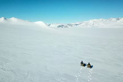 View at Three Glaciers Retreat in the Antarctic Interior