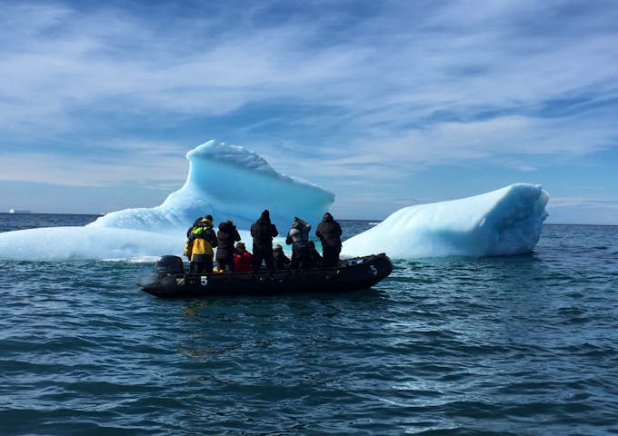 Zodiac cruising at  Baily Head, South Shetlands, Antarctica