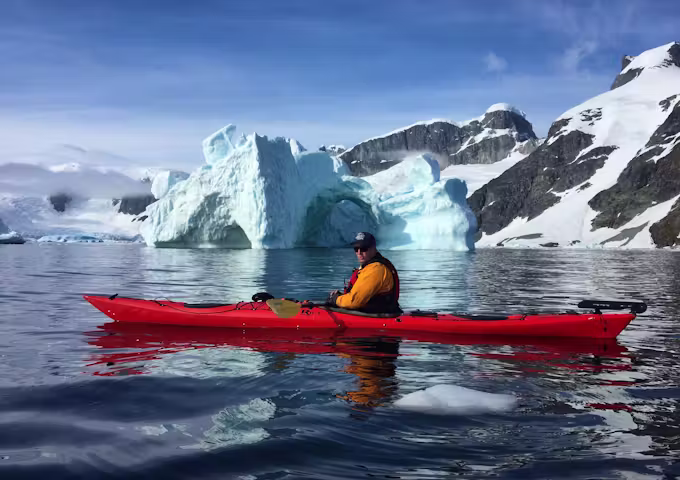 Kayaking in Antarctica on one of our Antarctica cruises