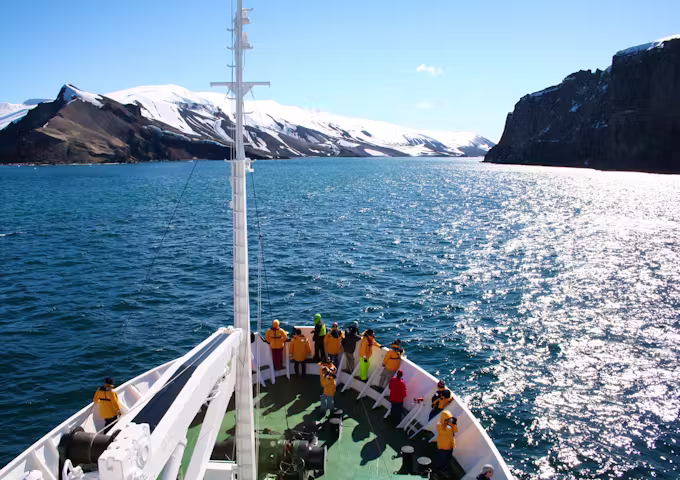 Approaching Neptune's Bellows, Deception Island, South Shetlands, Antarctica