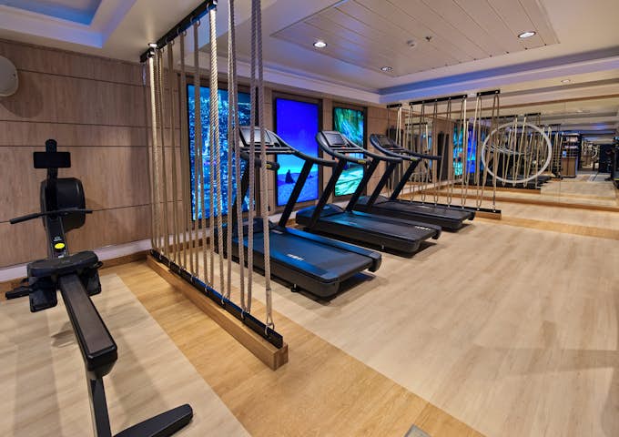 The gym on the Roald Amundsen, an Antarctic cruise ship