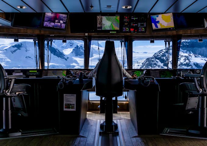 MS Fram's bridge in Antarctica 