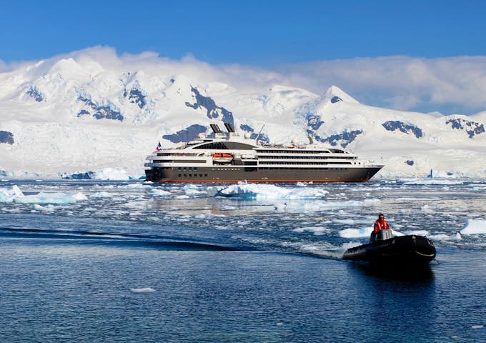 Taking a zodiac cruise in Antarctica from Le Boreal, L'Austral, Le Lyrial cruise ships