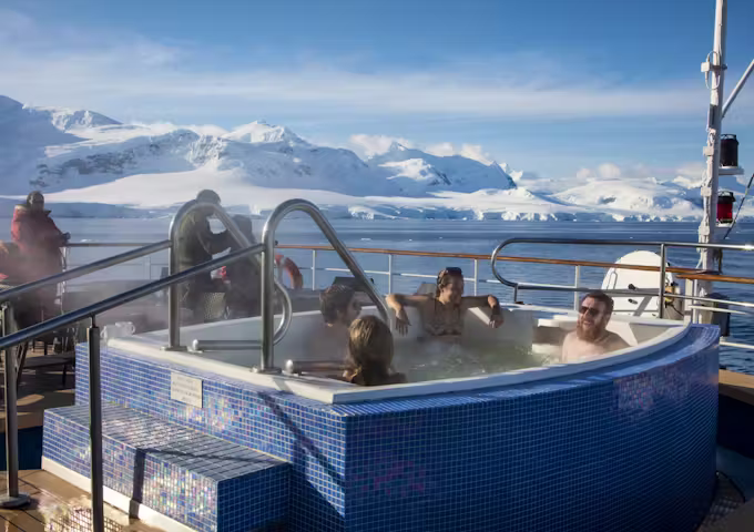 Hot tub on deck of Sea Spirit Antarctic vessel ship