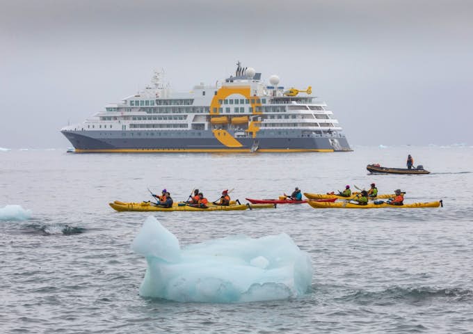 Kayaking from Ultramarine Antarctic vessel in Antarctica