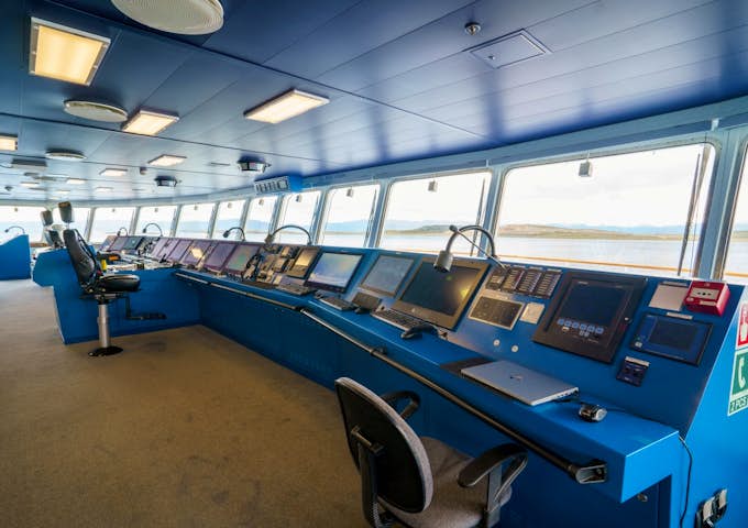 The Bridge onboard Ultramarine Antarctic vessel in Antarctica
