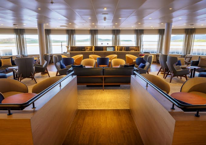 Panorama Lounge onboard Ultramarine Antarctic vessel in Antarctica