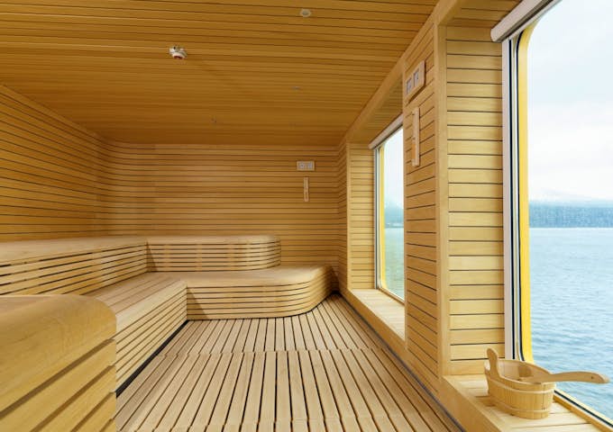 Spa and Sauna onboard Ultramarine Antarctic vessel in Antarctica