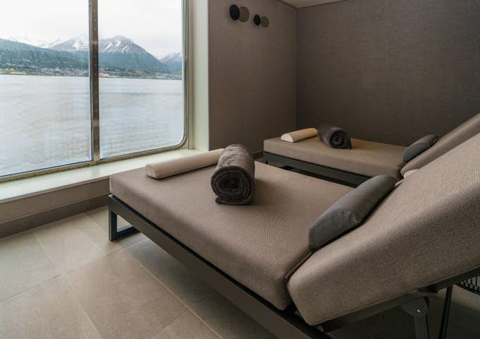 Spa and Sauna onboard Ultramarine Antarctic vessel in Antarctica