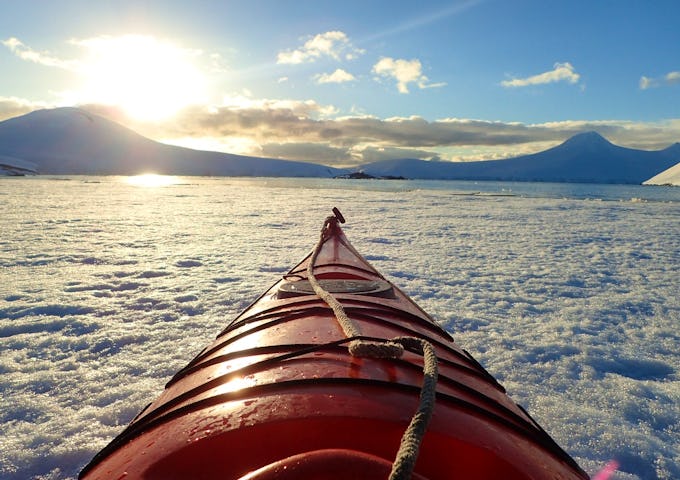Ocean Tramp ship kayaking in Antarctica