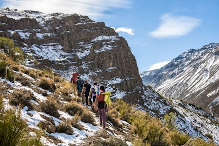 Hiking at in the Andes Yerba Loca near Santiago