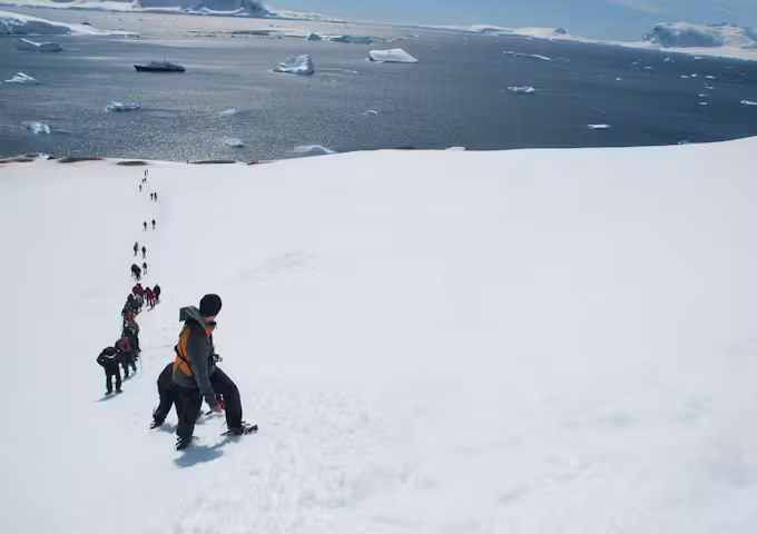 Mountaineering above Paradise Bay, Antarctica in November