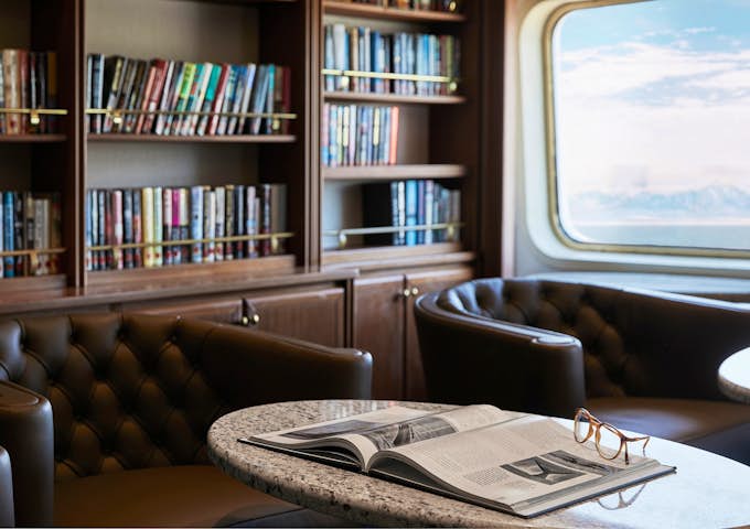 The polar library on the Silver Cloud, an Antarctic cruise ship 