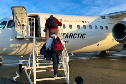 Embarking at King George Island for an Antarctic Airways