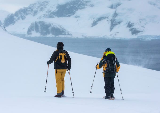 Two snowshoers in Antarctica