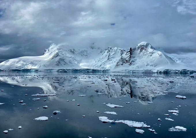 Marta's image of Antarctica's placid waters and frozen landscape 
