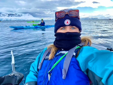 Marta Laver kayaking in Antarctica 
