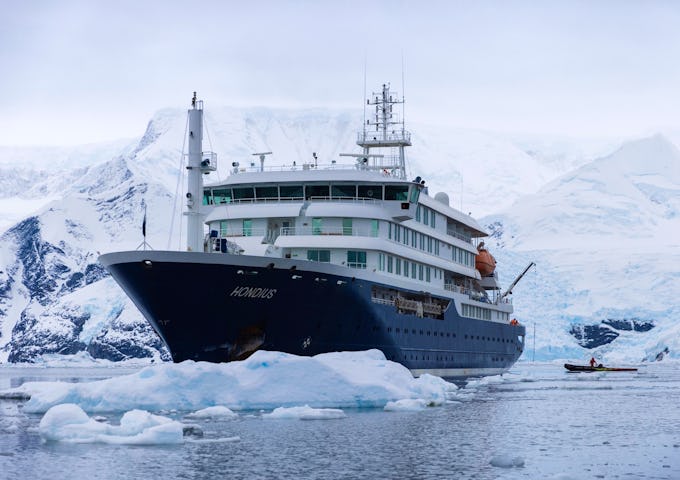 Zodiac launching from Hondius in Antarctica