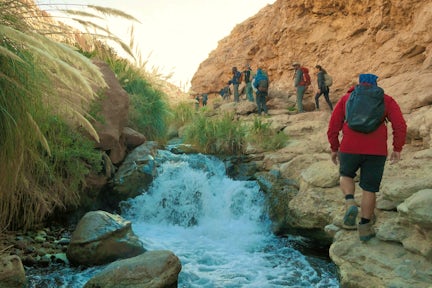 Cascada Escondida waterfall hike Guatin Canyon in the Atacama Desert