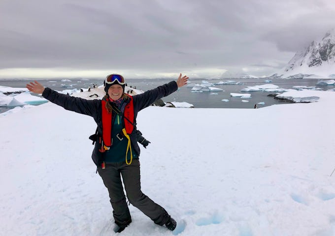 Woman standing in Antarctica