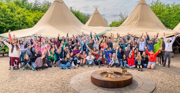 Group photo of the Swoop Adventures team taken in June 2025